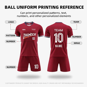 Conjunto de camiseta de fútbol juvenil de alta calidad personalizado, uniforme de fútbol de estilo superior con logotipo impreso, nombre de equipo en blanco - Product Image 5