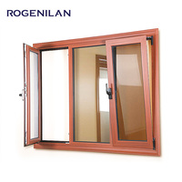 Ventana Abatible de Aluminio con Acabado de Madera Rogenilan, Ventana de Doble Cristal con Persianas