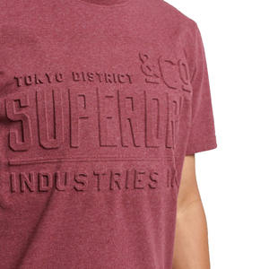 Camiseta de algodón con Logo en relieve para hombre, camisa con cuello redondo acanalado y etiquetas laterales, color marrón, la más resistente - Product Image 3