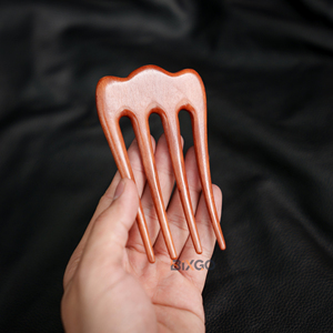 Vente en Gros Personnalisable Simple Longue Fourche Design Vietnam Artisanat 4 Griffes Longan Bois Accessoires de Coiffure - Product Image 5