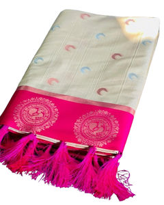 Saree à bordure Jacquard en soie Pure Paithani pour femmes avec chemisier non cousu Belle pour la fête de mariage Utilisation en cours d'exécution Style pakistanais - Product Image 1