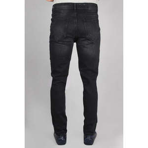Jean décontracté vintage pour homme JONATHAN à taille haute, coupe skinny droite, couleur foncée, tricoté, avec logo personnalisé, idéal pour l'hiver - Product Image 5