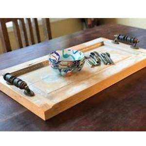 Bandeja de servicio cuadrada de bambú natural personalizable, plato de exhibición de tres platos de café de madera para exhibición de comida de desayuno en casa - Product Image 4