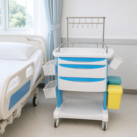 Chariot médical moderne pour hôpital, chariot de soins infirmiers en ABS, 3 tiroirs, étagère utilitaire en plastique durable avec verrou pour atelier et supermarché