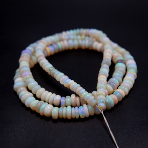 Natural Australian Opal Smooth Roundel Shape Beads Natural Multi Fire Opal Beads Australian Opal Gemstones Beads 3X6MM 19''Inch - Product Image 3