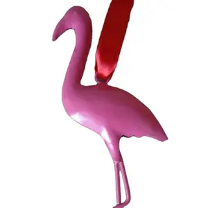 Wholesale metal hanging powder coated pink flamingo bird Xmas for home and garden decoration