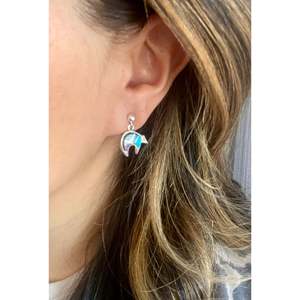 Pendientes Colgantes de Oso Navajo Hechos a Mano con Incrustaciones de Piedras Múltiples y Plata de Ley, Diseño de Ópalo con Patrón Animal, Ideales para Regalo - Product Image 2