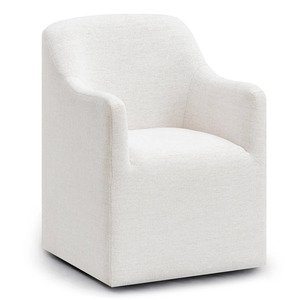 Fauteuil pivotant en tissu blanc, fauteuil d'appoint rembourré, siège de salon pour le salon - Product Image 1