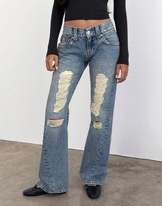 Jeans de Mujer Retro Vintage, Holgados, de Pierna Recta, Cintura Baja, Transpirables, Versátiles, Estilo Casual para Verano e Invierno - Product Image 3