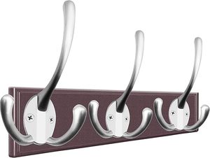 Heavy-Duty Wall Mounted Three Prong Coat <b>Hook</b> 24 Screw Double <b>Hooks</b> for Big Clothing Items Two Types Product <b>Rails</b> - Product Image 5