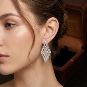 Women's 18K White Gold Marquise Cut <b>Dangle</b> <b>Earrings</b> Lab <b>Diamond</b> IGI Certified Classic Style Jewelry Everyday Wear F VVS2 Clarity - Product Image 1