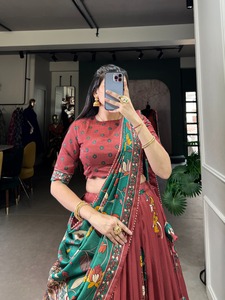 Lehenga choli ผู้ผลิตและผู้จัดจำหน่ายจากอัตราที่ต่ำที่สุดพิมพ์ลายกาลามาริ - Product Image 5