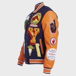 Blouson universitaire OEM haut de gamme en mélange de laine, col montant, logo personnalisé, écusson chenille, commande en gros pour équipes et marques - Product Image 4