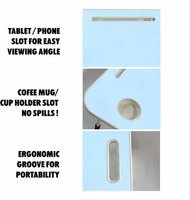 Table Multi-Usages pour Ordinateur Portable avec Support Intégré, Porte-Gobelet, Table d'Étude et de Lit Pliable et Portable