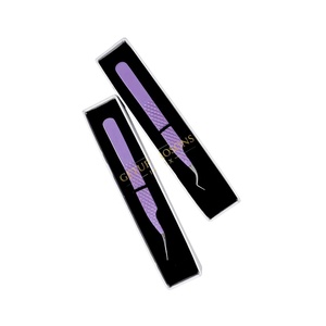 Nouvelles pinces à extensions de cils en poudre violette, différents styles, pointe argentée, prise diamantée, avec logo personnalisé, instrument de beauté - Product Image 1