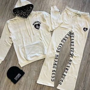 Conjuntos de pantalones de chándal acampanados y Sudadera con capucha con estampado personalizado de tendencia 2024 para hombre, chándal bordado con logotipo para invierno - Product Image 2