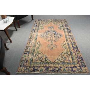 Traditional Beige <b>Black</b> Patchwork Wool <b>Rug</b> 4.3 X 7 ft Handmade Turkish Hallway Rectangle Latex Backing for Living Teen's <b>Bedroom</b> - Product Image 3