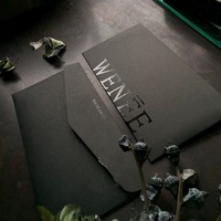 Enveloppes en papier noir de luxe personnalisées, vernis UV spot, impression de logo, emballage personnalisé pour cartes d'invitation professionnelles