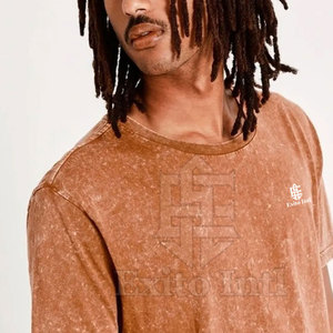 เสื้อยืดผู้ชายสีพื้น ผ้าคอตตอนฟอกสี แห้งเร็ว ระบายอากาศได้ดี ปรับแต่งได้ ใส่สบายในฤดูร้อน ผลิตในประเทศปากีสถาน - Product Image 4