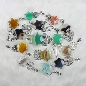 Vente en gros de collier pendentif en agate à bandes en forme d'étoile de Bohème en argent sterling plaqué technologie d'incrustation de réglage de lunette pour les fêtes - Product Image 3