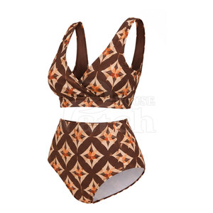 Maillot de bain deux pièces tendance pour femme, en textile extensible, avec bas taille haute, idéal pour la plage, les voyages, l'été, les stations balnéaires et les loisirs - Product Image 3