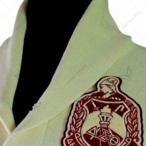 Delta | Sigma | Theta Sorority Cárdigan de invierno para mujer Cárdigan griego de punto con cuello de perlas y parche bordado de chenilla - Product Image 6