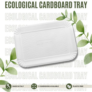 Fabriqué en Italie Plateau en carton blanc rectangulaire écologique biodégradable jetable de différentes tailles prêt à expédier - Product Image 2