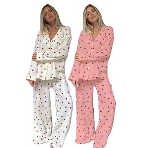 Pjs Sets Pijamas Conjuntos Mujeres Venta al por mayor Modal Ropa de dormir Sleep & Lounge Wear Custom Cotton Ladies Pijamas suaves de manga larga - Product Image 1