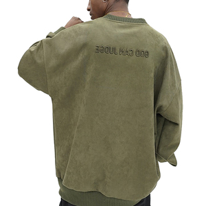 100% algodón liso grueso de alta calidad de lana de gran tamaño con cuello redondo sudaderas con capucha para hombre Vintage lavado ácido sudadera pesada - Product Image 5