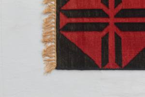 Hecho a mano 4x6 pies Rojo Negro algodón Dhurrie alfombra artesanal indio hecho trenzado técnica geométrica Zig Zag patrón lavable para el hogar - Product Image 6