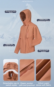 Sweat-shirt de sport imperméable et coupe-vent d'hiver pour femme Veste coupe-vent en nylon 100% avec capuche et poches Pull tricoté - Product Image 4