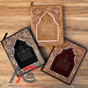 Carpeta de archivos de negocios de cuero de gamuza con puntada de bota de alta calidad personalizada, carpetas de documentos A4 con Bloc de notas - Product Image 1