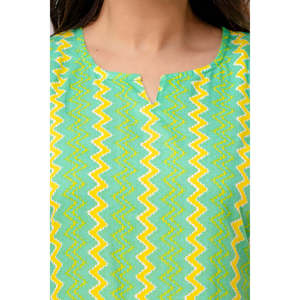 Pyjama d'hiver pour femmes en tissu tissé à chevrons en zigzag vert perroquet avec boutons - Product Image 6