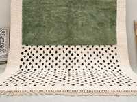 Erstaunlich gepunkteter weicher Teppich Beni Ourain Teppich Authentischer marok kanis cher Teppich aus weißer und grüner Wolle in Sonder größe Berber-Teppich