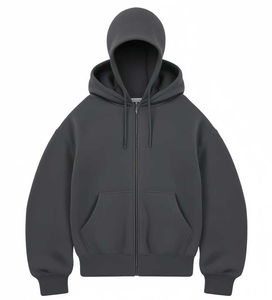 Balaclava personnalisée, sweat à capuche thermique surdimensionné à fermeture éclair intégrale, 100% coton, impression en mousse French Terry personnalisée, sweat à capuche unisexe - Product Image 4