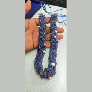 สร้อยคอแทนซาไนต์ลูกปัดธรรมชาติ,พลอยแทนซาไนต์คริสตัลลูกปัดสร้อยคอถักแฟนซีเครื่องประดับชายหาดที่ทันสมัยสำหรับสุภาพสตรี - Product Image 6