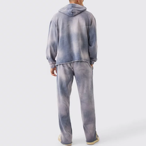 Survêtements à capuche légers pour hommes, personnalisés, en coton 100%, coupe régulière, doux, délavés à l'acide, avec patchs imprimés effet vieilli, style streetwear - Product Image 5