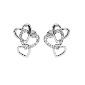 AJRETAIL ต่างหูเพชรทรงหยดน้ำรูปหัวใจสามดวง |   0.22 กะรัต |   สี HI คุณภาพ VS-SI |   ได้รับการรับรองจาก IGI |   ของขวัญสำหรับทุกเพศ - Product Image 4