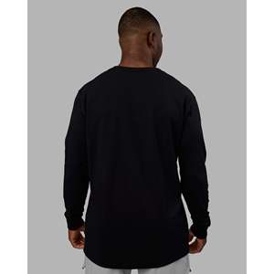 T-shirt à manches longues en coton compressé et mélange de bambou pour l'exercice - Noir - Product Image 3