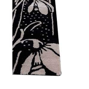 Tapis Hacienda en laine et viscose tufté à la main, motif floral et rayé, gris et noir, pelucheux, pour salon, couloir, forme rectangulaire, Tra-14891 - Product Image 4