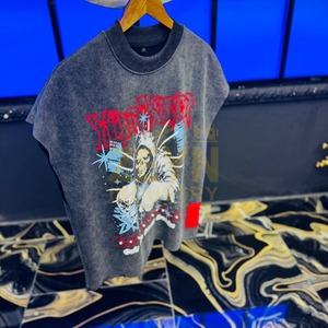 Camiseta sin Mangas con Lavado Ácido Color Negro, Camiseta Urbana Extra Grande Personalizada, Camiseta Casual con Estampado Serigrafiado, Camisetas sin Mangas para Hombre - Product Image 2