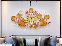 Jam dinding logam Horizontal kuningan, jam dekorasi kamar Hotel, jam dinding dekorasi Modern untuk dekorasi rumah