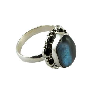 Anillos de plata de ley 925 con forma de lujo, Gema labradorita azul, joyería de plata 925 - Product Image 1
