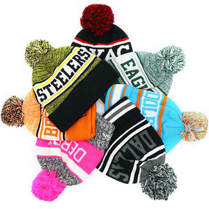 High Quality 100% Acrylic Jacquard Beanie Unisex Winter Hat Caps Solid Pattern Custom Knitted Cuffed <b>Pom</b> <b>Pom</b> 3D Embroidery for - Product Image 2