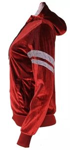 Womens Ladies <b>Velour</b> Velvet Hooded Tracksuit Top <b>Trousers</b> Stripe Panel Formal Party Tracksuit Set Quick Dry Lightweight 2026 - Product Image 3