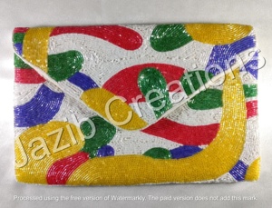 Nueva llegada de diseñador hecho a mano con cuentas para mujer, bolsos de mano, bolsos coloridos, bolso cruzado, botón de algodón suave personalizado - Product Image 3