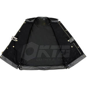 เสื้อกั๊กหนังสีทึบสำหรับผู้ชายเสื้อกั๊กหนังระบายอากาศแขนกุดแบบสตรีท - Product Image 3