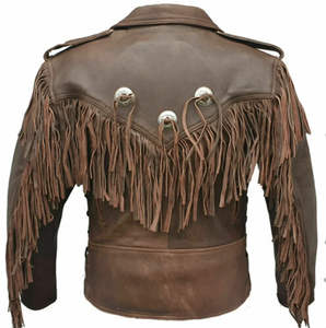 Chaquetas occidentales de cuero de vaca a la moda de invierno más vendidas bolsillos con cremallera múltiple bordado de flecos delanteros personalizado de alta calidad - Product Image 2