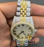 Nouvelle montre en acier inoxydable avec diamants Moissanite étincelants, cadran en verre, édition limitée, design de luxe, exsauvant élégance et charme