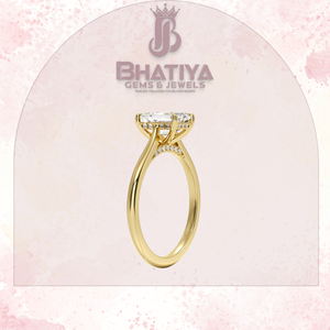 1-3 CT Lab Grown Diamond Hidden Bridge Solitaire Anillo de compromiso Original 14K Gold Demi Band con certificado Lab Diamond - Product Image 2